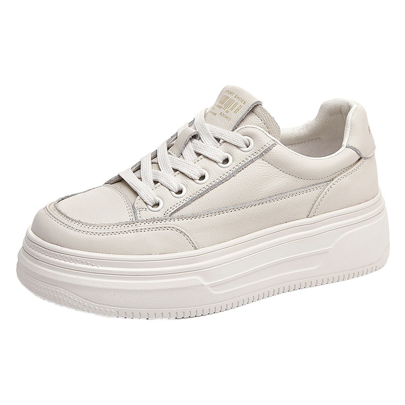 Genuine Leather White Shoes for Women New 2025 New Autum Thick-Soled Casual Sneakers Flats-Soled Soft-Soled Ultra-Light Maternity Shoes