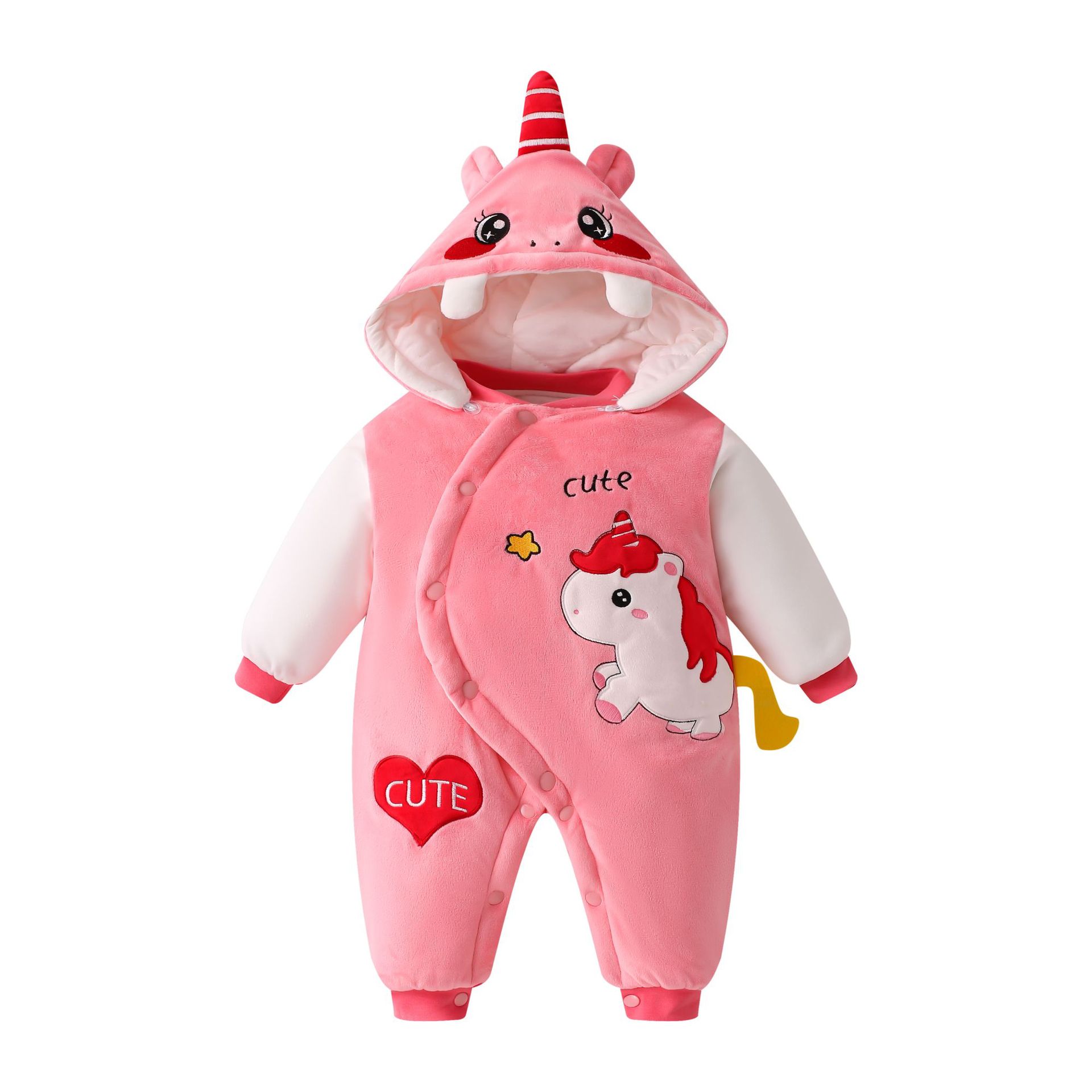 Picture of Baby Jumpsuit quilted super cute romper newborn cute cartoon clothes hooded baby romper