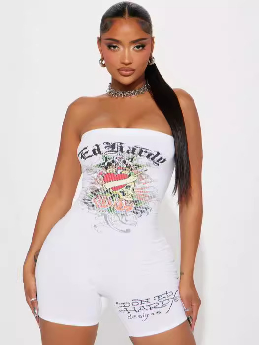 Amazon European and American Cross-border Shorts Positioning Printing Strapless Jumpsuit Women's suit