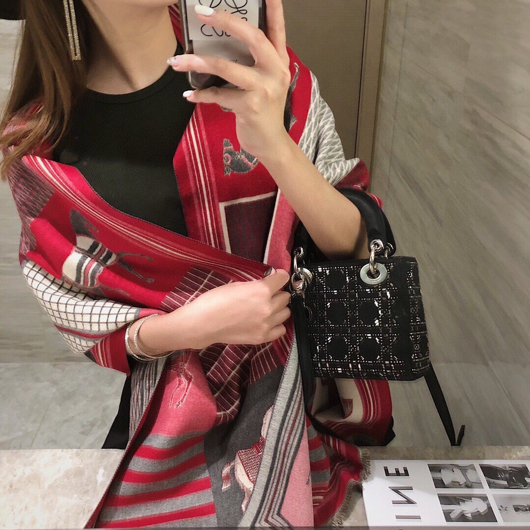 Picture of 2024 New Fashionable Big-Name Versatile Orange High-End Wool Cashmere Shawl Scarf for Women Winter Dual Use
