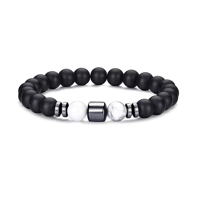 Zhou Lianfa Tiger Eye Bracelet Men's 8MM Beads suit Elastic Adjustable Black Crystal Beads Suitable for Ladies Ceremony