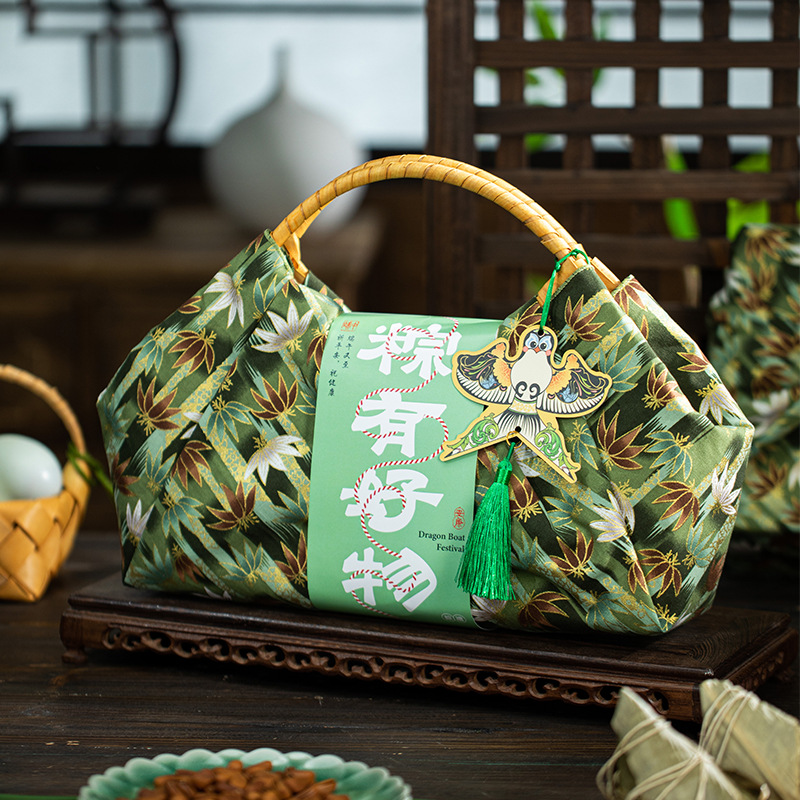 New Dragon Boat Festival Gift Bag Packaging Chinese-Style Portable Packaging Bag Gift Rice Dumpling Meat Dumpling Empty Box Manufacturer Ready-Made Customization