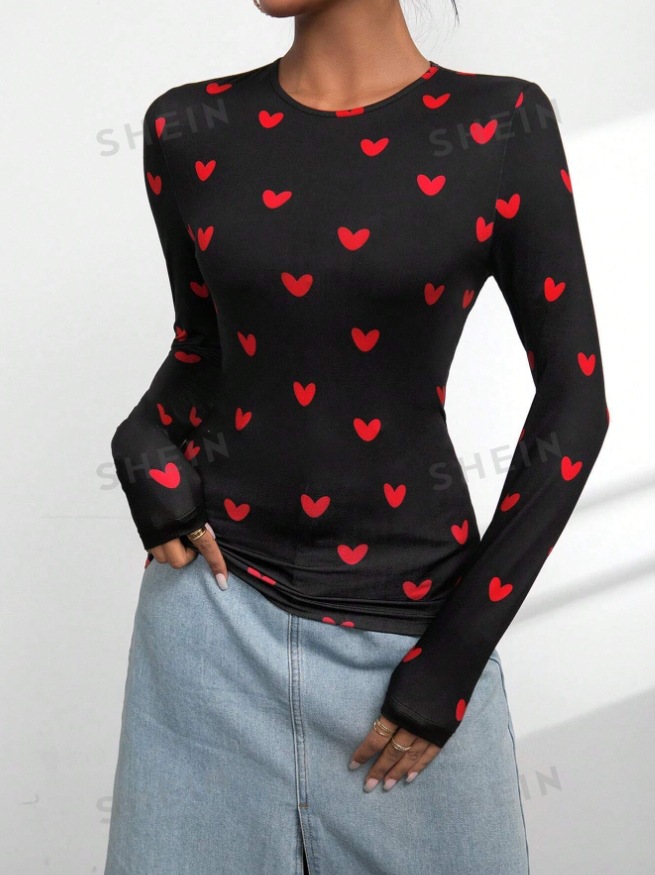 Picture of A large number of in stock 2024 Europe and the United States cross-border autumn and winter printed round neck long sleeve slim base shirt