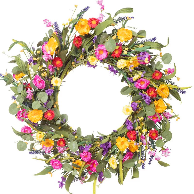 Spring wreath simulation daisy wreath home door decoration pendant stock supply Amazon supply spot wholesale