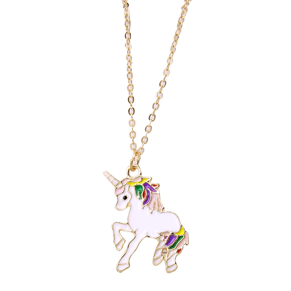Picture of Europe and the United States cross-border jewelry wish New drop oil color unicorn necklace temperament women's clavicle chain long sweater chain