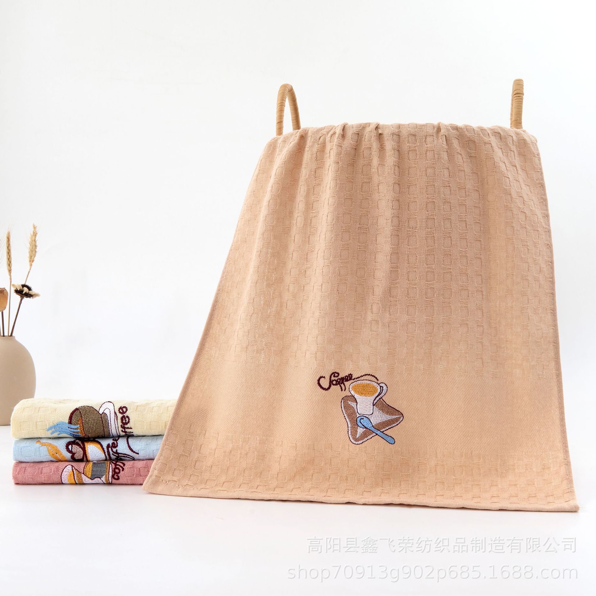 Picture of Cross-border supply waffle embroidered household kitchen cleaning cloth absorbent not easy to shed hair scouring cloth manufacturers wholesale