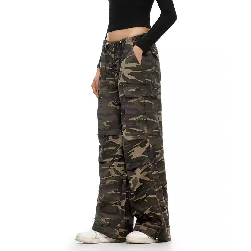 American Retro Camouflage Cargo Pants for Men and Women, Sports Casual Pants for Couples, Loose Wide-Leg Straight Pants, Hip-Hop Pants, Trendy