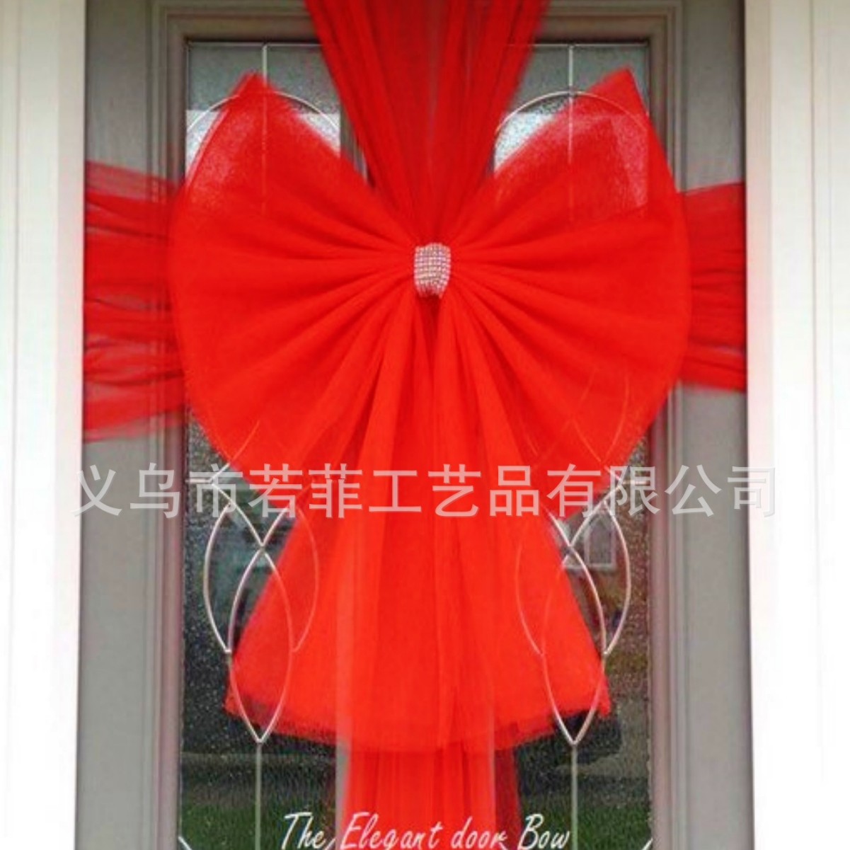 Christmas garland oversized red with diamond bow suit high-end mesh double-layer luxury all-inclusive door decorative yarn