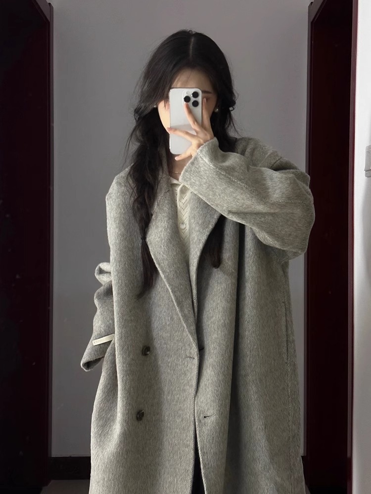 Picture of Autumn and Winter New Four-button Loose Korean Style Elegant Double-sided Cashmere Coat Mid-length Thickened Wool Coat for Women