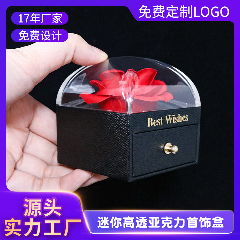2022 Creative Rose Gift Box Mini Flower Acrylic Eternal Flower Jewelry Box Soap Flower Jewelry Box Spot