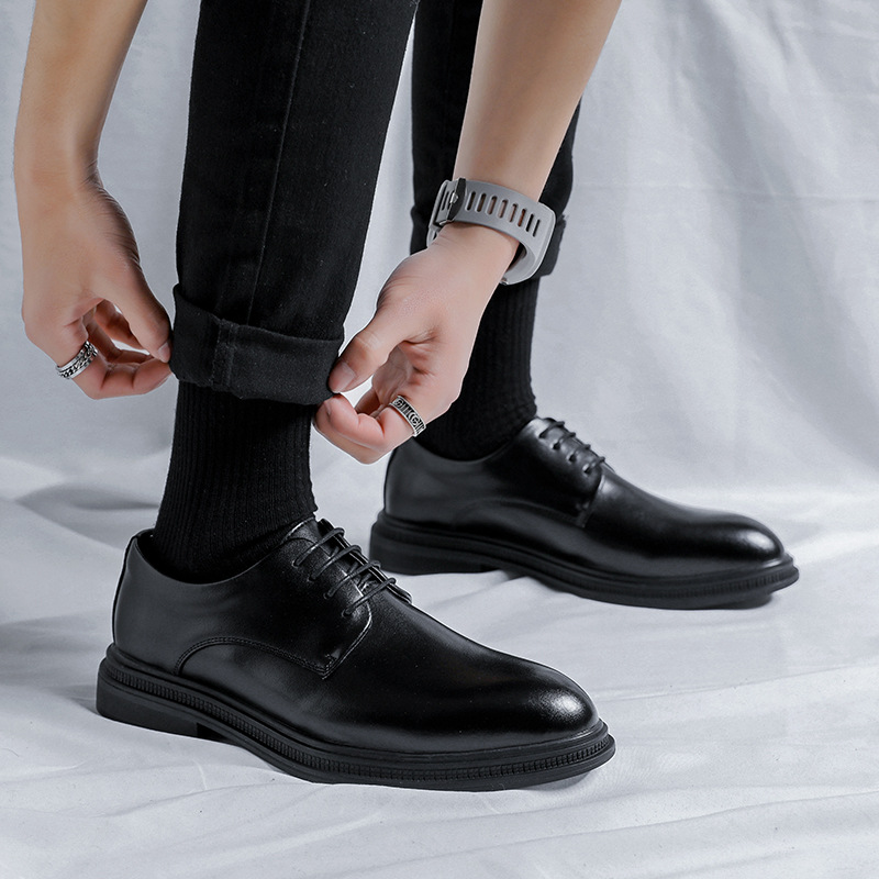 Picture of Niche Soft Leather Casual Shoes, Spring Business Formal Leather Shoes, Inner Heightening Suit, High-End Wedding Groom's Shoes, Lace-Up