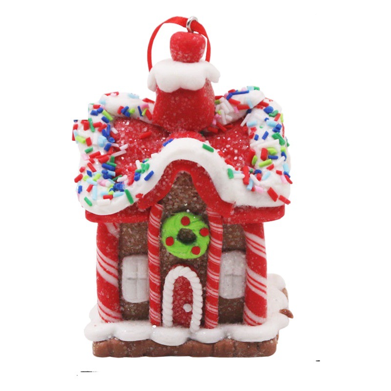Cross-border new pendant soft clay Christmas small house creative new Christmas bread earth house Christmas decoration
