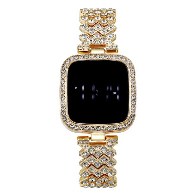 Foreign Trade Hot Style Fashionable Square Diamond-Encrusted Women's Watch Women's Watch Led Touch Screen Digital Watch Manufacturer Wholesale