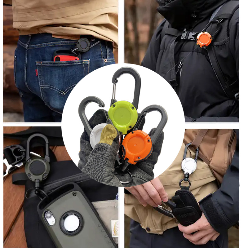 Picture of Backpack tactical U-shaped easy-pull buckle keychain retractable simple black outdoor portable steel wire four-color spring buckle