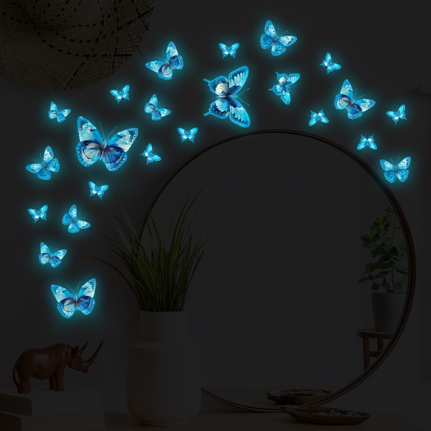 Cross-border Amazon Foreign Trade Night Luminous Butterfly Family Room Dressing Mirror Wall Decoration Stickers Wall Stickers