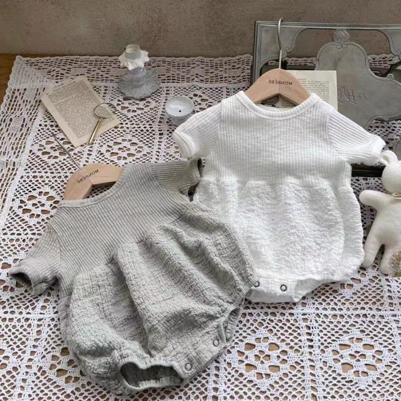 Korean Baby Summer Clothes Thin Pit Strip Puff Sleeve Jumpsuit Ins Style Male and Female Baby Jumpsuit Summer Style