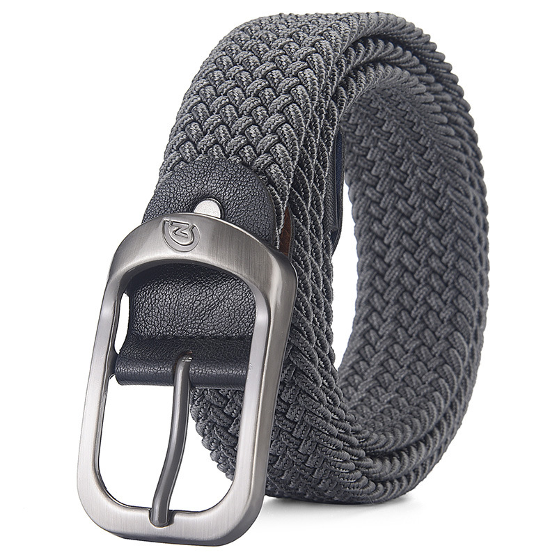 Picture of Korean-style Casual Couple Student Pin Buckle Belt Black Belt All-match Elastic Woven Punch-free Belt