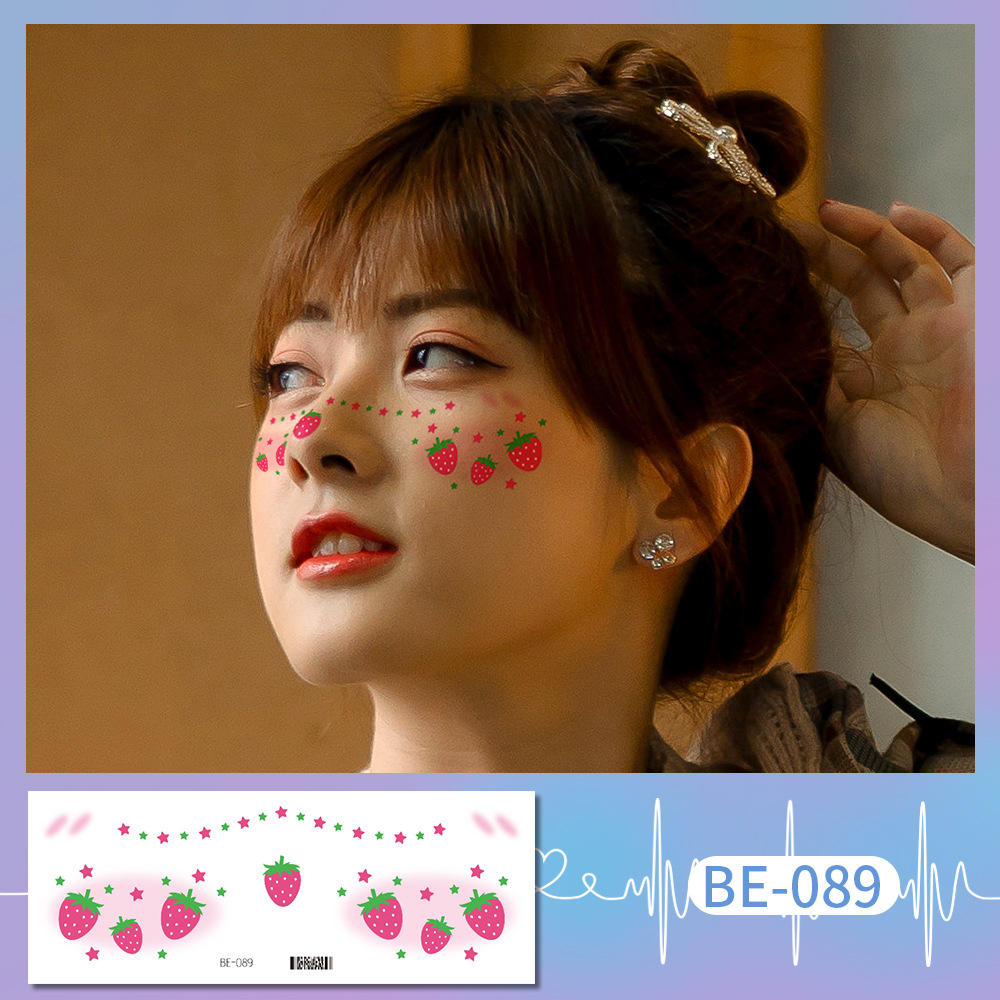 Picture of Ricklon New Cute Sweetheart Girl Makeup Tattoo Face Sticker Christmas Photo Lasting Strawberry Blush Sticker