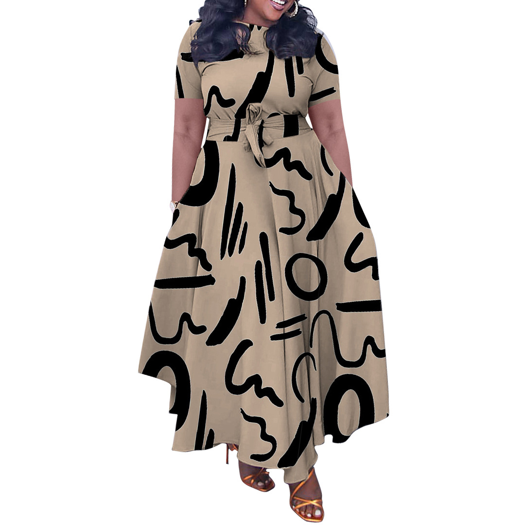 Picture of N7965 cross-border women's clothing 2024 spring and summer new fashion temperament lace African plus size dress foreign trade dress