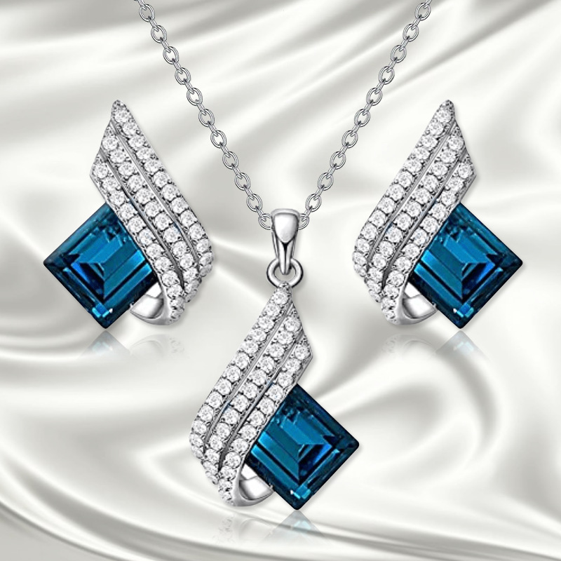 Cross-border Jewelry Women's European and American Fashion Accessories Pendant Women's Necklace Light Luxury High-end Ear Studs Ear Jewelry suit
