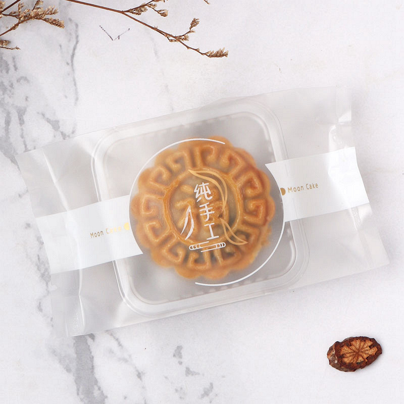 Simple handmade moon cake packaging bag 50g 75g 100G machine seal bag with Holder egg yolk crisp ice skin moon cake bag