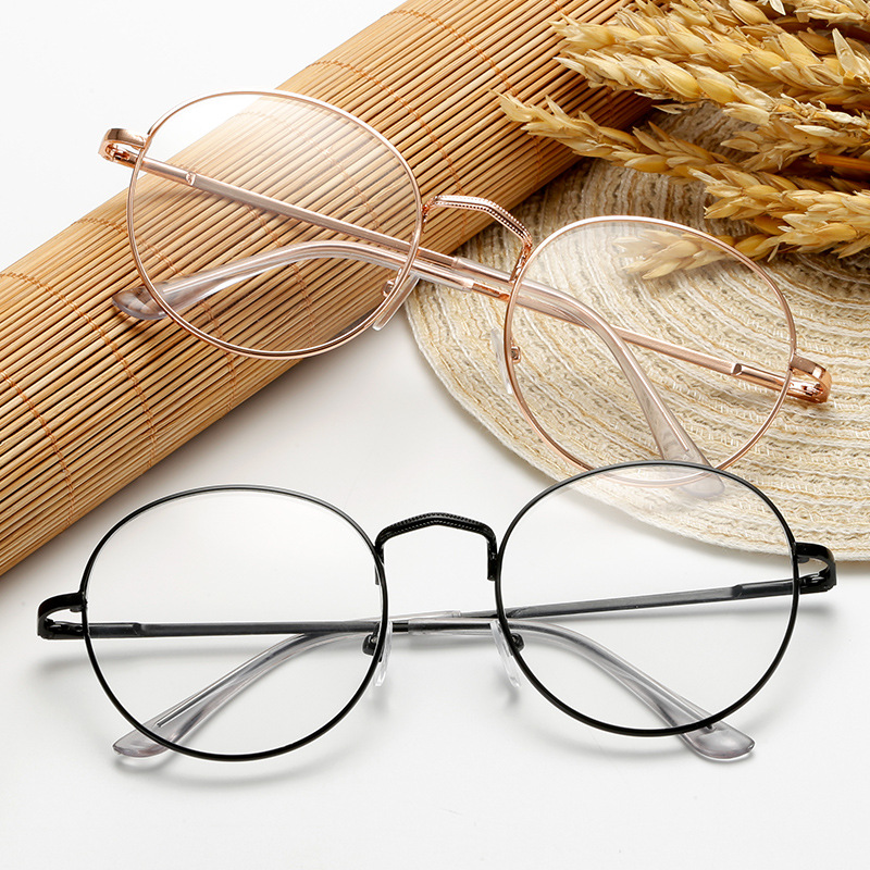 Picture of New Anti-Blue Light Glasses for Women Korean Style Metal Round Flat Frame Literary Retro Oval Frame Glasses for Men