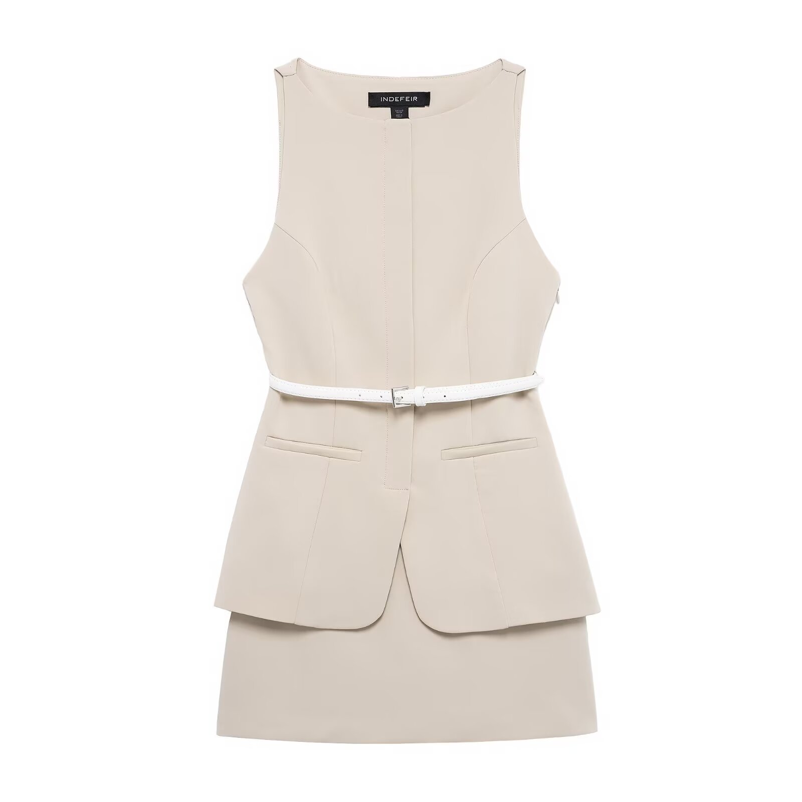 ZA cross-border women's clothing wholesale European and American style new style with belt temperament Joker sleeveless slim dress 3152308