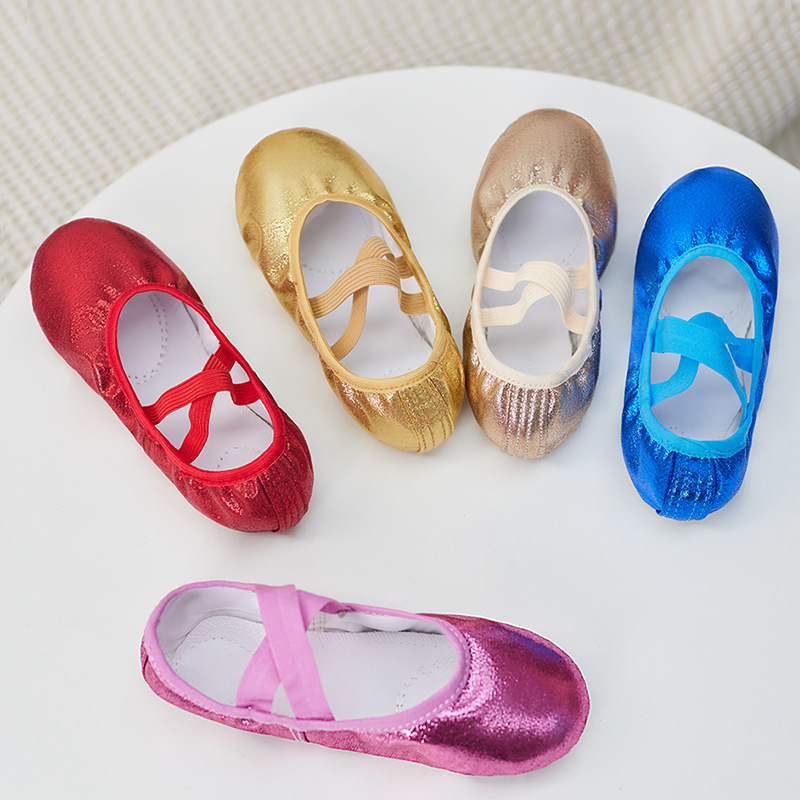 Picture of Children's Dance Shoes Soft Sole Free Lace-up Dance Shoes Adult Practice Colorful PU Shiny Dancing Cat Claw Shoes Wholesale Foreign Trade