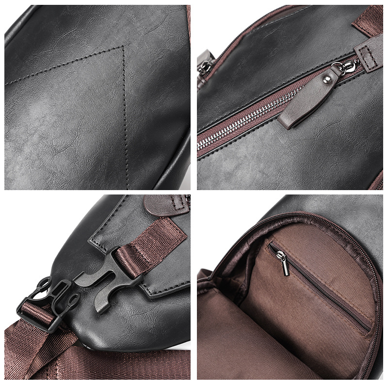 Picture of Wholesale New Korean Style Pu Leather Men's Chest Bag, Fashionable Shoulder Bag, Crossbody Bag, Hanging Bag, Cycling Backpack