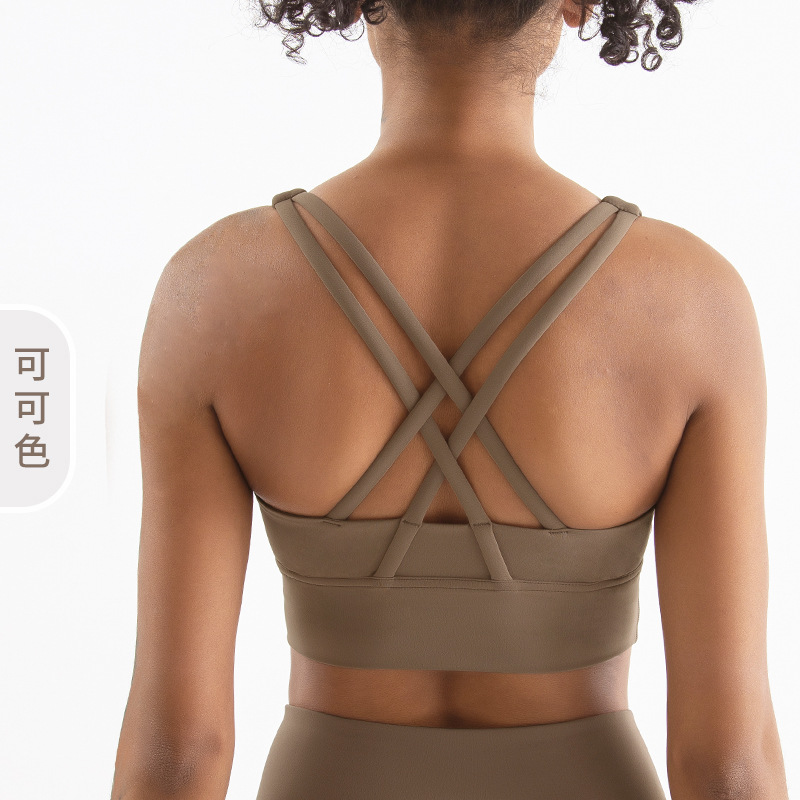 Picture of 2022 new double-sided brushed cross back sports underwear shockproof push up yoga sports bra fitness vest