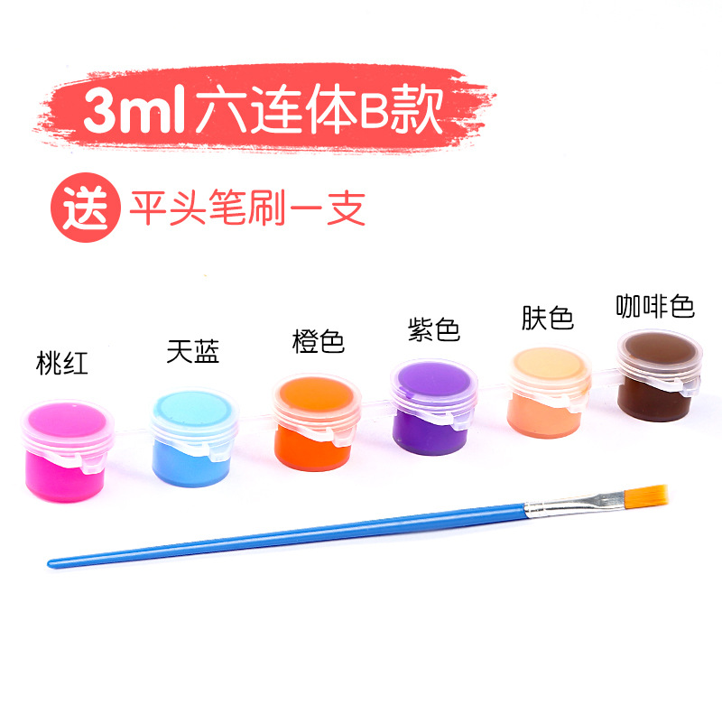 Picture of Six-Piece Hand-Painted Acrylic Paint 3ml 5ml Kidsren's Painting Pigment Kindergarten DIY Art Graffiti Materials
