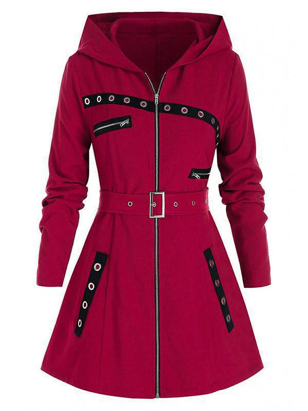 Picture of Elasticized Belt Design Original Coat Autumn and Winter Elegant European and American Fashion All-match Hooded Cross-border Explosion Long Sleeve Women's Style