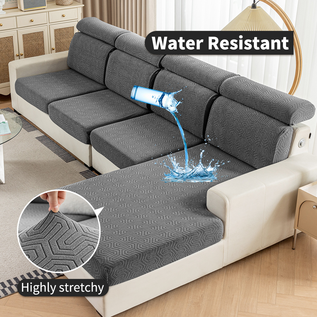 Amazon Stretch Jacquard U-shaped Waterproof Sofa Cushion Cover Wear-resistant Anti-cat-scratch All-inclusive Universal Sofa in stock