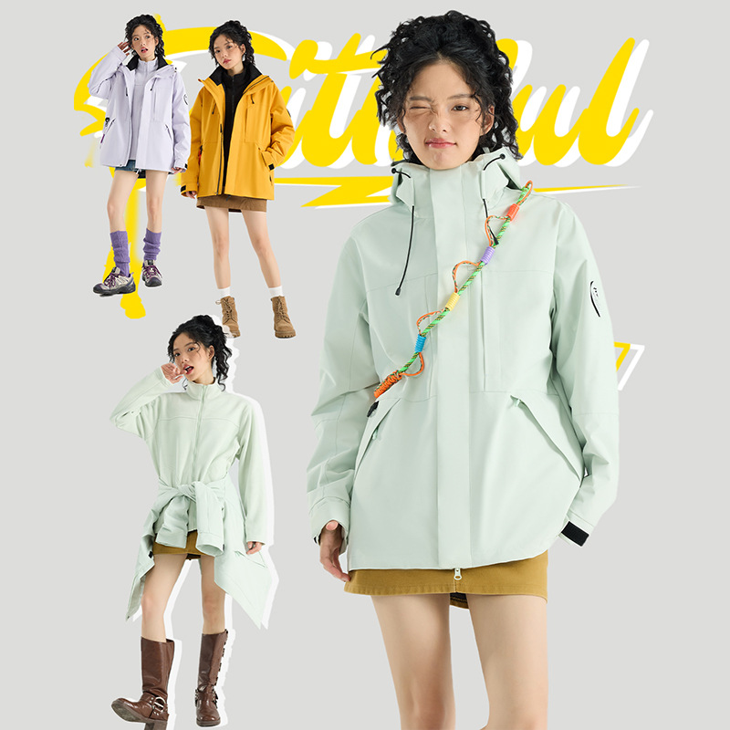 Camel Same 3-in-1 Jacket Women's Autumn and Winter Windproof Waterproof Plus Size Mountaineering Suit Outdoor Camping Jacket Jacket