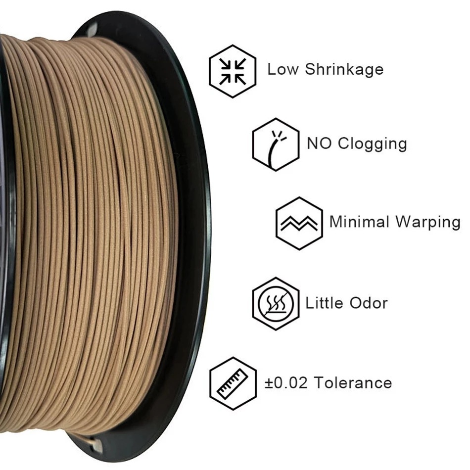 Picture of Sandalwood Redwood Walnut 3D Printer Consumables PLA Light Wood 1KG Consumables Ebony 1.75mm Deep Wood Color