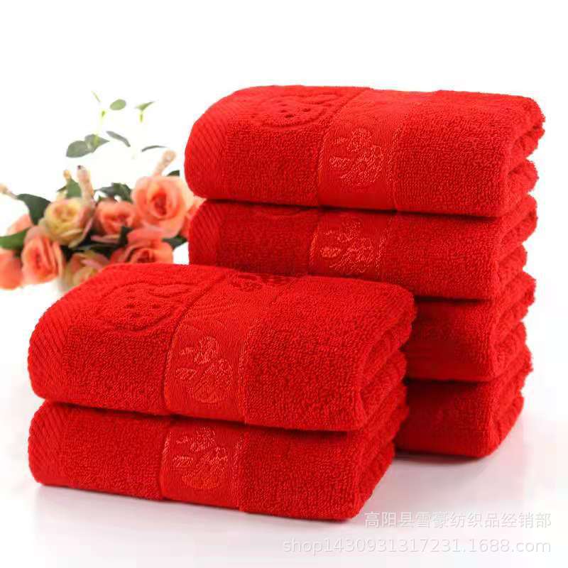 Wholesale Cotton Towel 100g Festive Return Gift Red Towel Mushroom Butterfly Runningjianghu Towel Soft