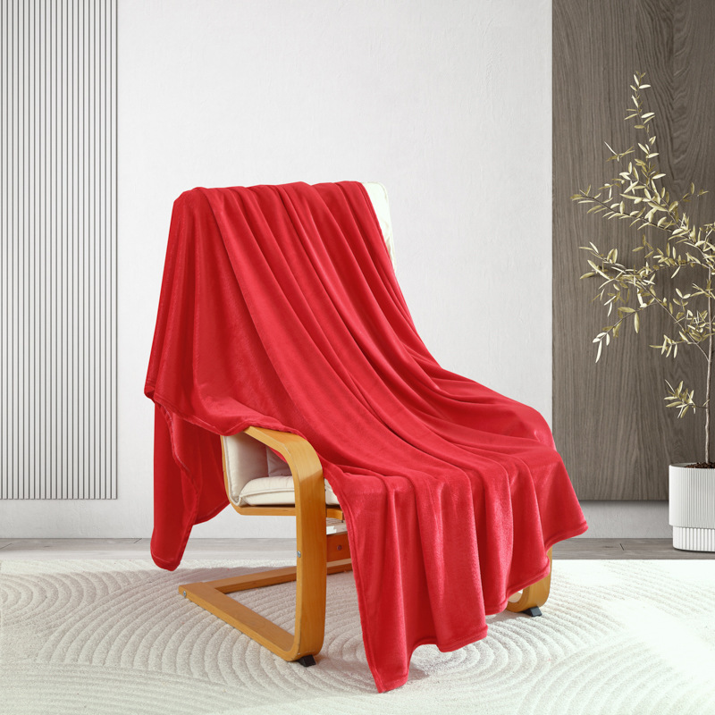 Picture of Flannel Blanket, Coral Fleece Solid Color Blanket, Nap Blanket, Office Shawl Blanket, Throw Blanket, Nap Blanket, Gift for Sales Promotion
