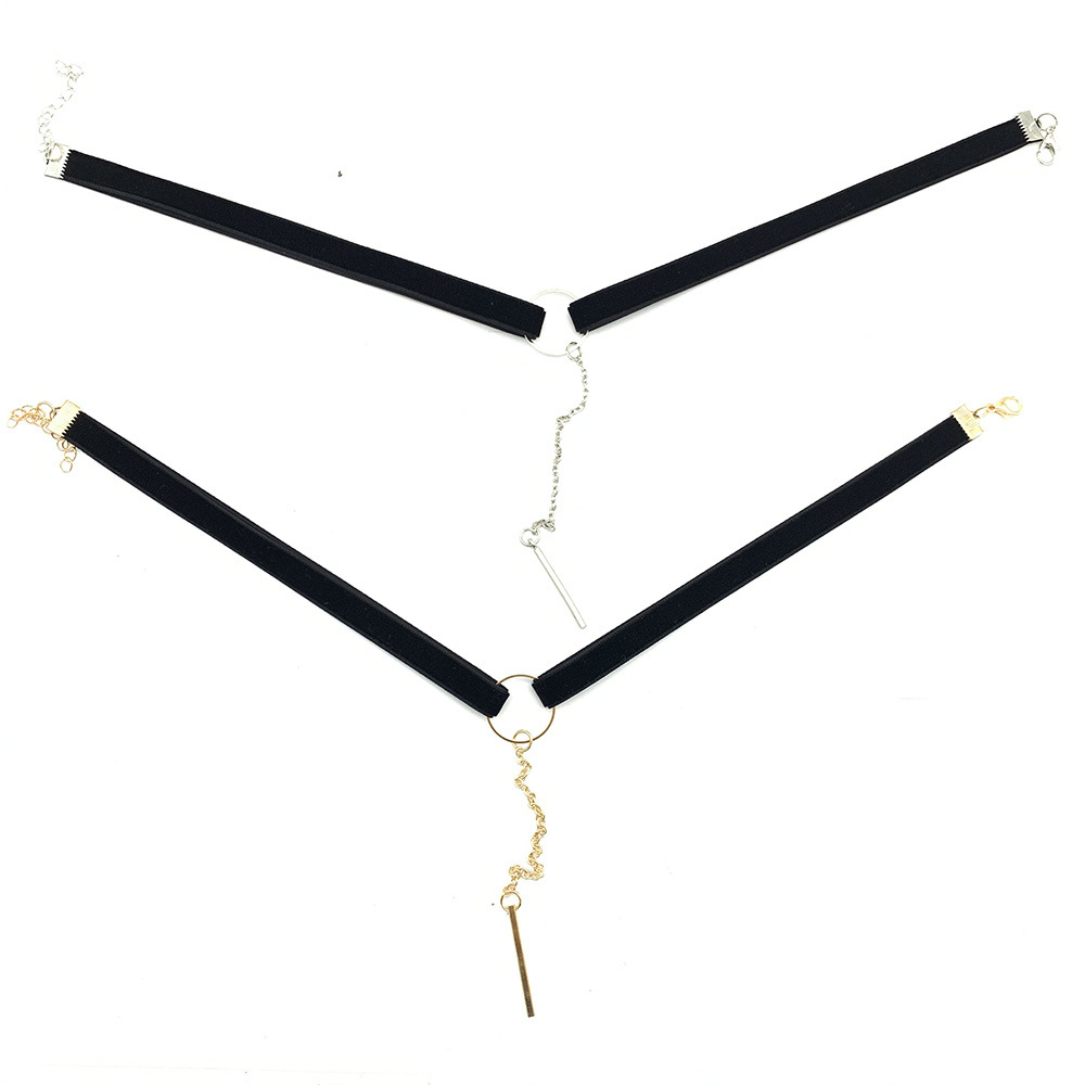 Picture of European and American foreign trade CHOKER square stick pendant Harajuku vintage lace velvet belt short necklace collar AliExpress hot sale