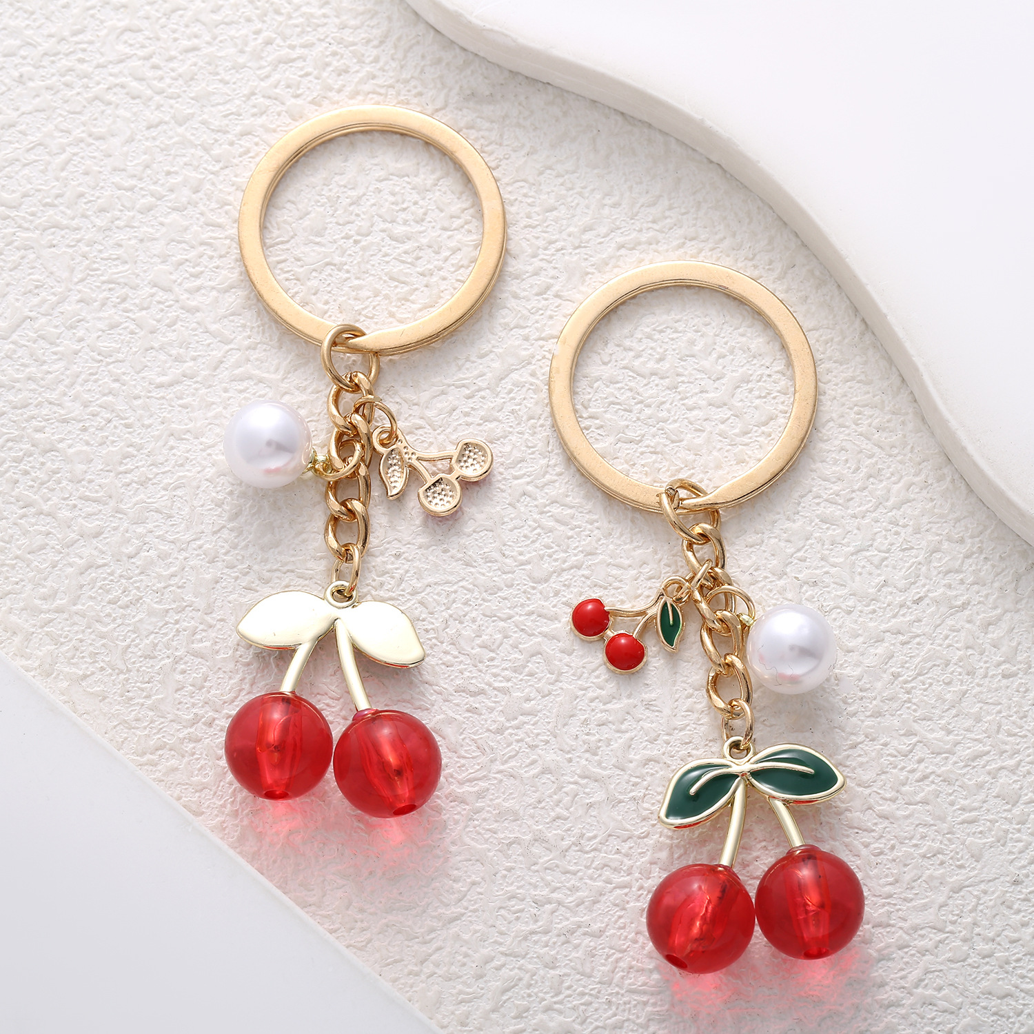 Sweet Cute Transparent Cherry Pendant Keychain Pendant Small Jewelry Women All-match Backpack Coin Purse Ornament Wholesale