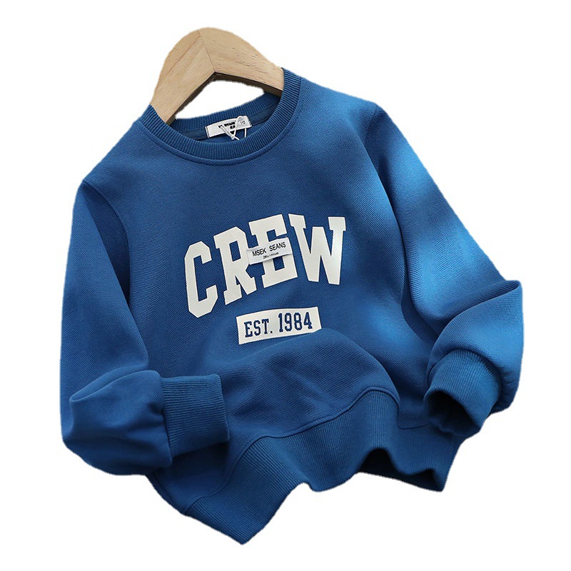 Picture of Cotton Children's Wear Boy's Letter Printed Sweatshirt Large Children's Loose All-match Casual Western Style T-shirt Spring and Autumn Thin Top