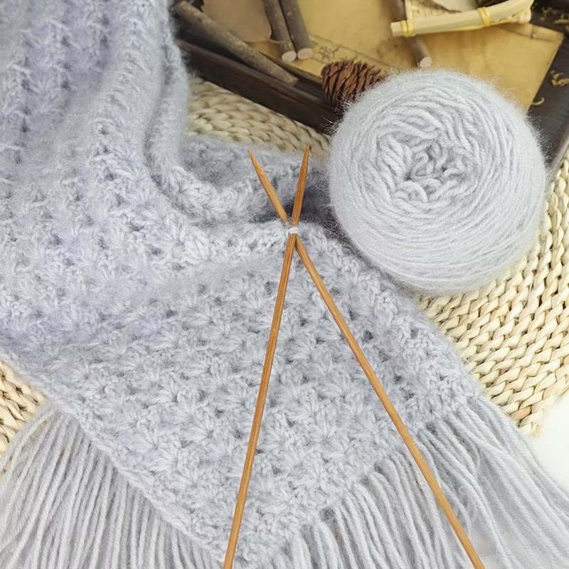 Squirrel velvet large wool hand-woven men's and women's scarf hook hat coarse wool mohair long bright silk yarn