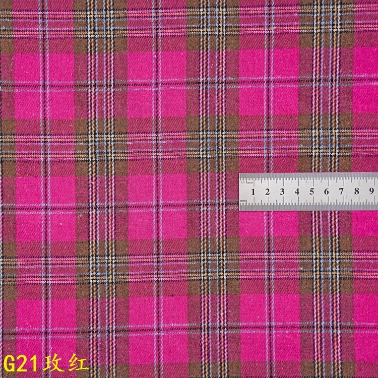 Rose Red Yarn-dyed Plaid Fleece Bright Color Brushed Plaid Gradient Plaid Ethnic Style Clothing Fabric