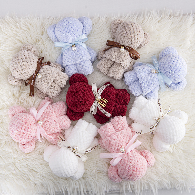 Picture of Coral Fleece Cute Bear Square Bridesmaid Best Man Accompanying Gift Opening Ceremony Shop Gift Pineapple Small Towel