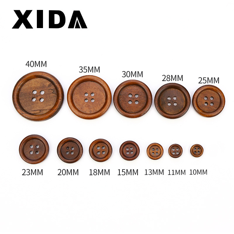 Picture of Cida manufacturers supply wood buttons 9mm -38mm four-eye fine edge buckle sweater round children's DIY accessories