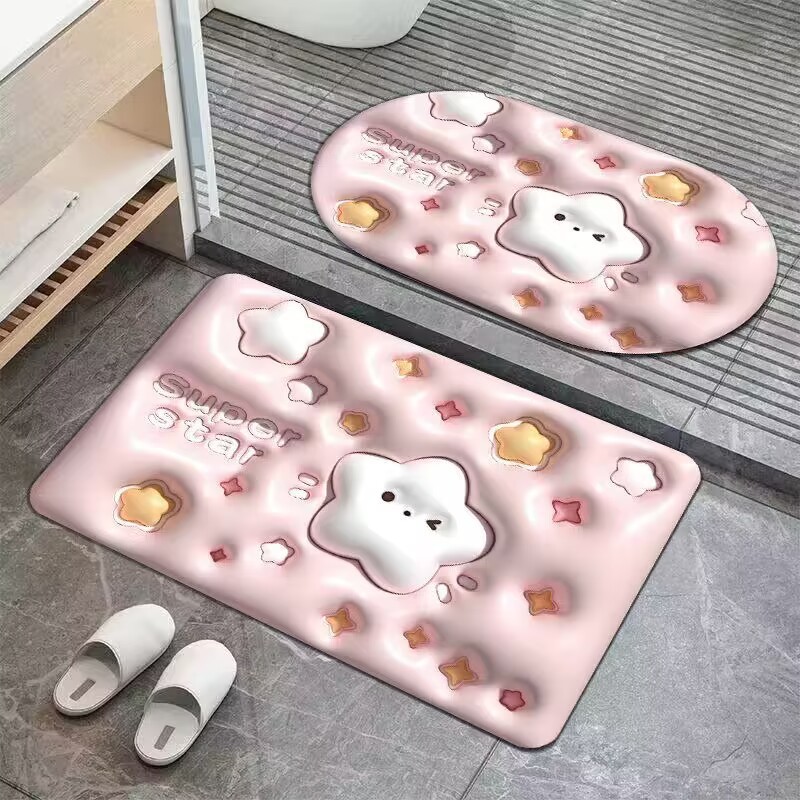 Picture of A generation of hair bathroom non-slip mat entrance entrance absorbent mat cross-border household bathroom printing mat