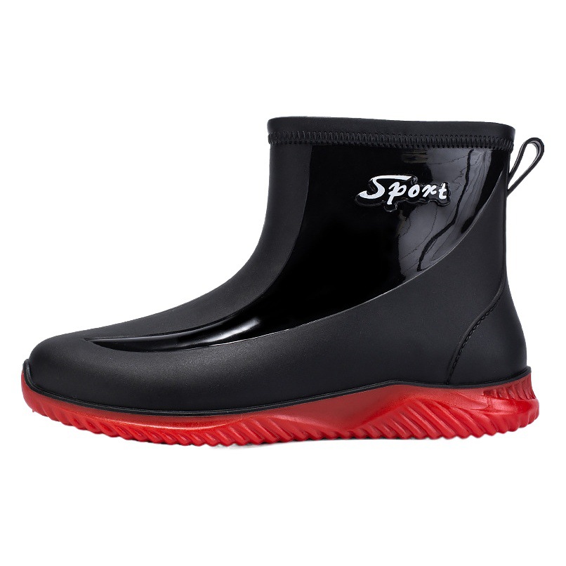 Fashion rain boots men's short thick bottom work water shoes short rain boots men's waterproof shoes rubber shoes fishing takeaway