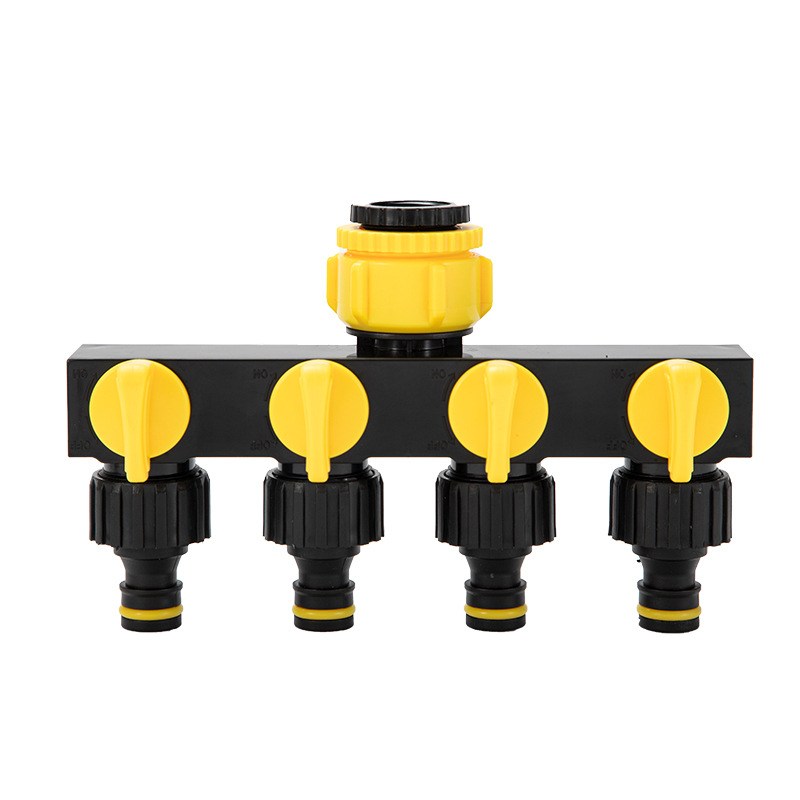 Picture of Outdoor garden four-way water separator with switch four-way valve one-in four-out water separator diverter nipple connector