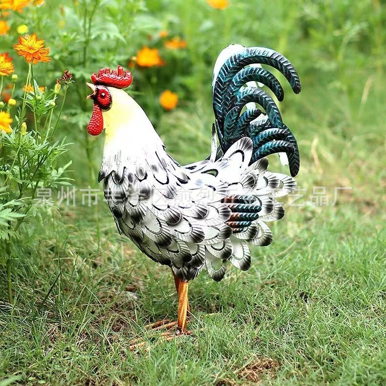 Chinese creative home iron decoration outdoor courtyard garden decoration simulation cock decoration metal crafts