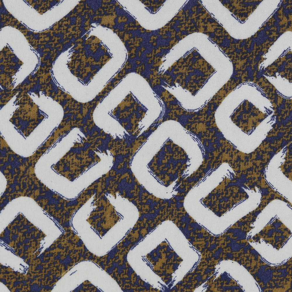 16836P# Curry color Square printing 75D human silk double wrinkle women's shirt dress woven fabric