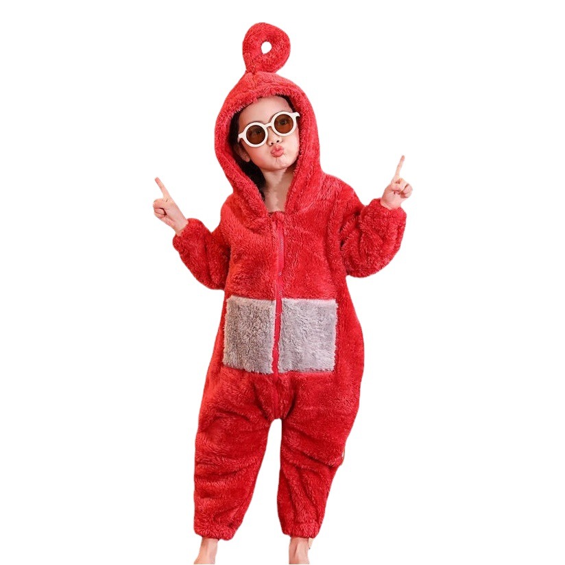 New cross-border flannel children's antenna baby romper anti-kick warm boys and girls thickened one-piece home wear